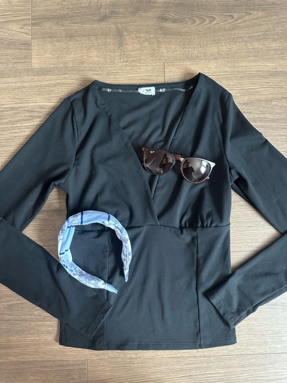 Cotton On Black Long Sleeve V-Neck Top